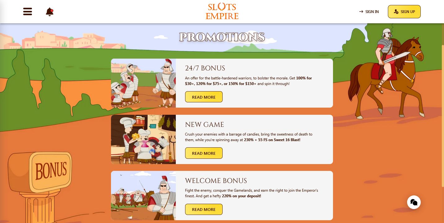 Slots Empire 220 Welcome Bonus and Other Offers Slots Empire Casino